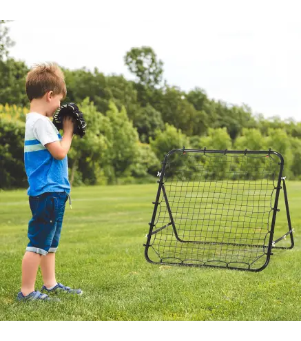 Red de Rebote Reboteador de Metal con Ángulo Ajustable para Entrenamiento de Deportes 96x80x96 cm Negro