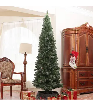 Árbol de Navidad Artificial 225 cm con 980 Ramas 75 Piñas y Soporte de Metal Árbol Navideño para Salón Interior Verde