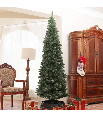 Árbol de Navidad Artificial 225 cm con 980 Ramas 75 Piñas y Soporte de Metal Árbol Navideño para Salón Interior Verde