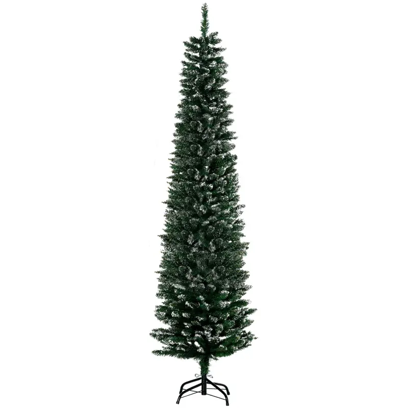 Árbol de Navidad Estrecho 190 cm con 570 Ramas y Soporte de Metal Árbol Navideño para Salón Interior Verde