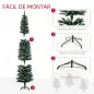 Árbol de Navidad Estrecho 190 cm con 570 Ramas y Soporte de Metal Árbol Navideño para Salón Interior Verde