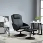 Sillón Reclinable con Reposapiés con Tapizado en PU y Estructura de Acero Carga 120 kg Negro