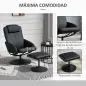 Sillón Reclinable con Reposapiés con Tapizado en PU y Estructura de Acero Carga 120 kg Negro
