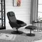 Sillón Reclinable con Reposapiés con Tapizado en PU y Estructura de Acero Carga 120 kg Negro