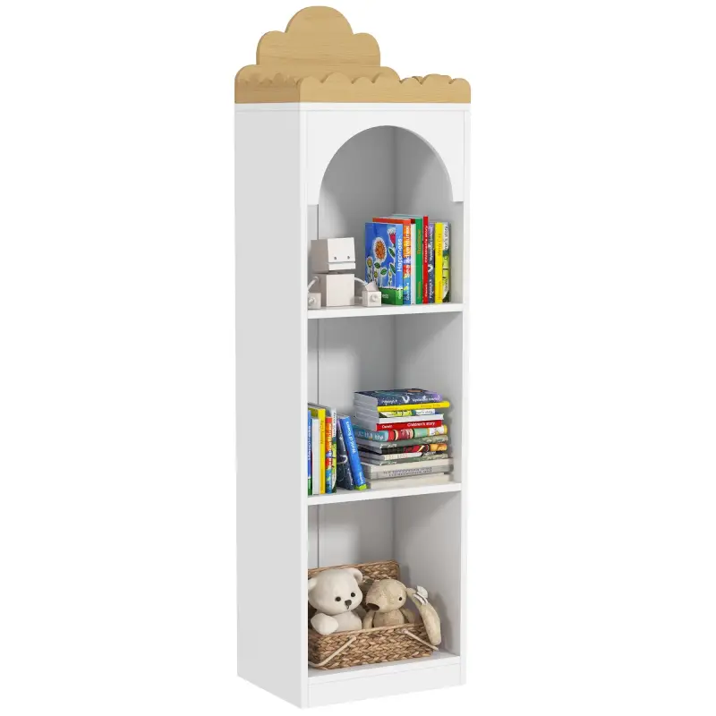Estantería para Libros Infantil de 3 Niveles Estantería Infantil para Guarderías Habitación Infantil Blanco y Natural
