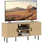 Mesa de TV con 2 Puertas Correderas Tipo Persiana 2 Estantes Abiertos para Televisores de 55 Pulgadas 120x40x55 cm Roble