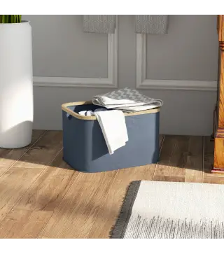 Cesto de la Ropa Sucia Plegable 36 L con Asas para Baño Dormitorio Lavadero 44,3x33,3x26,5 cm Gris