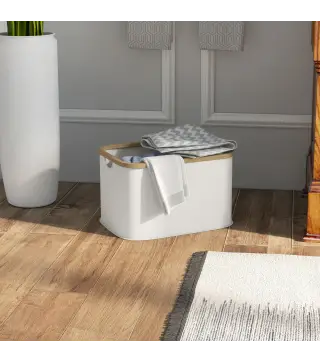 Cesto de la Ropa Sucia Plegable 36 L con Asas para Baño Dormitorio Lavadero 44,3x33,3x26,5 cm Crema