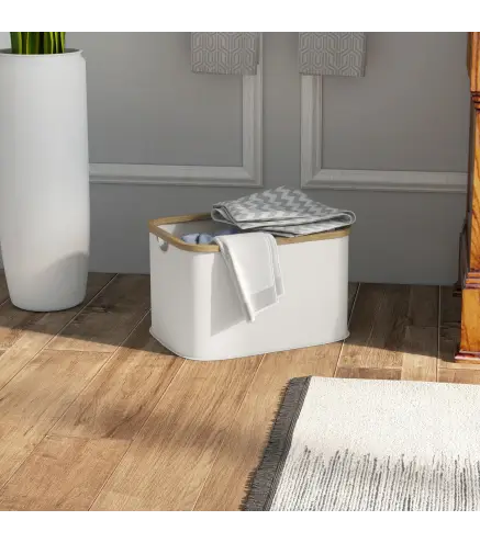 Cesto de la Ropa Sucia Plegable 36 L con Asas para Baño Dormitorio Lavadero 44,3x33,3x26,5 cm Crema