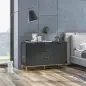 Aparador para Salón con 3 Cajones 2 Puertas y Estante Ajustable Mueble Auxiliar para Salón Antivuelco 120x40x76 cm Negro Aparador para Salón con 3 Cajones 2 Puertas y Estante Ajustable Mueble Auxiliar para Salón Antivuelco 120x40x76 cm Negro