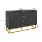 Aparador para Salón con 3 Cajones 2 Puertas y Estante Ajustable Mueble Auxiliar para Salón Antivuelco 120x40x76 cm Negro Aparador para Salón con 3 Cajones 2 Puertas y Estante Ajustable Mueble Auxiliar para Salón Antivuelco 120x40x76 cm Negro