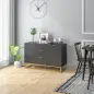 Aparador para Salón con 3 Cajones 2 Puertas y Estante Ajustable Mueble Auxiliar para Salón Antivuelco 120x40x76 cm Negro Aparador para Salón con 3 Cajones 2 Puertas y Estante Ajustable Mueble Auxiliar para Salón Antivuelco 120x40x76 cm Negro