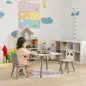 Set de Mesa y 2 Sillas Conjunto de Muebles Infantiles de 3 Piezas para Niños de +3 Años con Cenefa y Panda Gris y Blanco