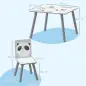 Set de Mesa y 2 Sillas Conjunto de Muebles Infantiles de 3 Piezas para Niños de +3 Años con Cenefa y Panda Gris y Blanco