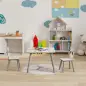 Set de Mesa y 2 Sillas Conjunto de Muebles Infantiles de 3 Piezas para Niños de +3 Años con Cenefa y Panda Gris y Blanco