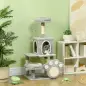 Árbol para gatos 110 cm Torre para Gatos con Nidos Cueva Plataforma Almohadilla de Rascado Bola Colgante Gris Claro