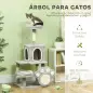 Árbol para gatos 110 cm Torre para Gatos con Nidos Cueva Plataforma Almohadilla de Rascado Bola Colgante Gris Claro