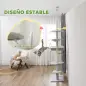 Árbol para Gatos de Suelo a Techo 225-255 cm con Hamacas Plataformas Juguete de Cuerda Bola de Juguete Gris