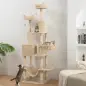 Árbol Rascador para Gatos Grande Altura 206 cm con Múltiples Niveles Cuevas Bolas Colgantes y Hamacas Beige