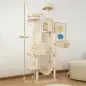 Árbol Rascador para Gatos Grande Altura 206 cm con Múltiples Niveles Cuevas Bolas Colgantes y Hamacas Beige