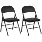 Juego de 2 Sillas Abatibles con Respaldo y Estructura de Acero para Oficina Estudio 45x46x78 cm Negro