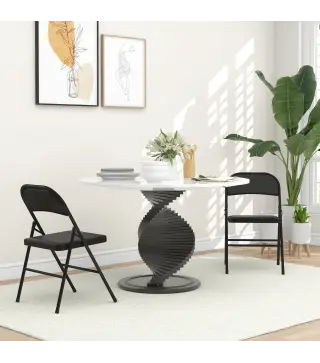 Juego de 2 Sillas Abatibles con Respaldo y Estructura de Acero para Oficina Estudio 45x46x78 cm Negro