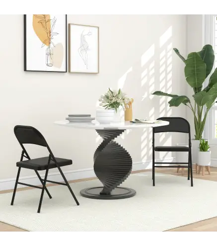 Juego de 2 Sillas Abatibles con Respaldo y Estructura de Acero para Oficina Estudio 45x46x78 cm Negro