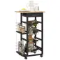 Carrito de Cocina con Ruedas Carrito Multiusos con Cajón 4 Cestas Extraíbles de Metal y Bastidores 47x37x83 cm Negro
