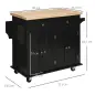 Isla de Cocina con Ruedas Mueble Auxiliar de Cocina con Especiero y Barra Lateral 111x44,5x82,5 cm Negro