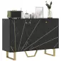 Aparador de Salón con 2 Armarios y Estante Interior Ajustable Buffet acabado Efecto Mármol 107x35x75 cm Negro y Dorado