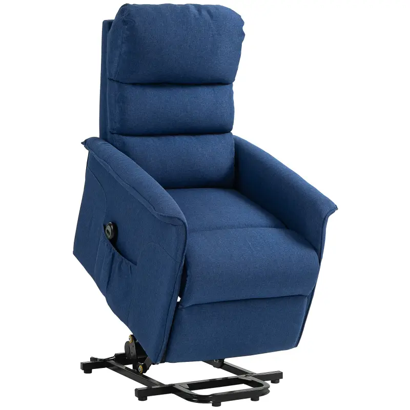 Sillón Relax Reclinable Eléctrico Levanta Personas con Mando a Distancia y Bolsillo Lateral Sillón Elevador Azul Oscuro