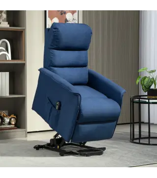 Sillón Relax Reclinable Eléctrico Levanta Personas con Mando a Distancia y Bolsillo Lateral Sillón Elevador Azul Oscuro