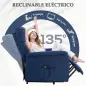 Sillón Relax Reclinable Eléctrico Levanta Personas con Mando a Distancia y Bolsillo Lateral Sillón Elevador Azul Oscuro