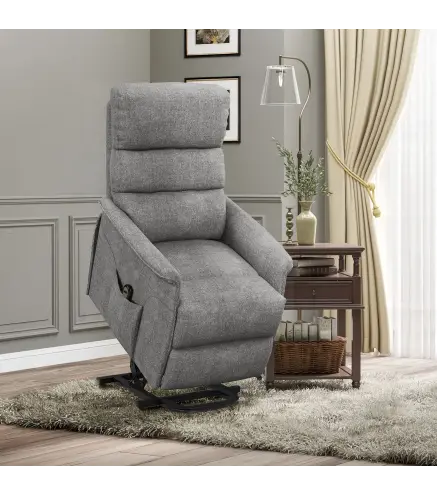Sillón Relax Reclinable Eléctrico Levanta Personas con Mando a Distancia y Bolsillo Lateral Sillón Elevador Gris
