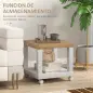 Mesa Auxiliar con Ruedas Estante Abierto Mesa para Sofá Sala Dormitorio 40x40x40 cm Natural y Blanco Mesa Auxiliar con Ruedas Estante Abierto Mesa para Sofá Sala Dormitorio 40x40x40 cm Natural y Blanco