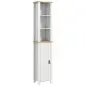 Columna de Baño Armario de Baño con Estantes Abiertos Puerta y Estante Ajustable Diseño Anti-vuelco 34x23x165 cm Blanco