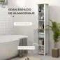 Columna de Baño Armario de Baño con Estantes Abiertos Puerta y Estante Ajustable Diseño Anti-vuelco 34x23x165 cm Blanco