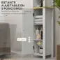 Columna de Baño Armario de Baño con Estantes Abiertos Puerta y Estante Ajustable Diseño Anti-vuelco 34x23x165 cm Blanco