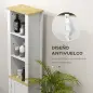 Columna de Baño Armario de Baño con Estantes Abiertos Puerta y Estante Ajustable Diseño Anti-vuelco 34x23x165 cm Blanco