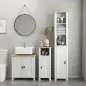 Columna de Baño Armario de Baño con Estantes Abiertos Puerta y Estante Ajustable Diseño Anti-vuelco 34x23x165 cm Blanco