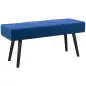 Taburete Pie de Cama Multifuncional con Pies de Acero y Asiento Acolchado para Entrada Pasillo 100x36x45 cm Azul Oscuro
