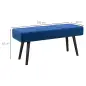 Taburete Pie de Cama Multifuncional con Pies de Acero y Asiento Acolchado para Entrada Pasillo 100x36x45 cm Azul Oscuro