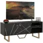 Mesa de TV con 2 Puertas Estante Ajustable y Efecto Mármol Mueble de TV para Salón para Televisores de 50 Pulgadas Negro