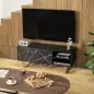 Mesa de TV con 2 Puertas Estante Ajustable y Efecto Mármol Mueble de TV para Salón para Televisores de 50 Pulgadas Negro
