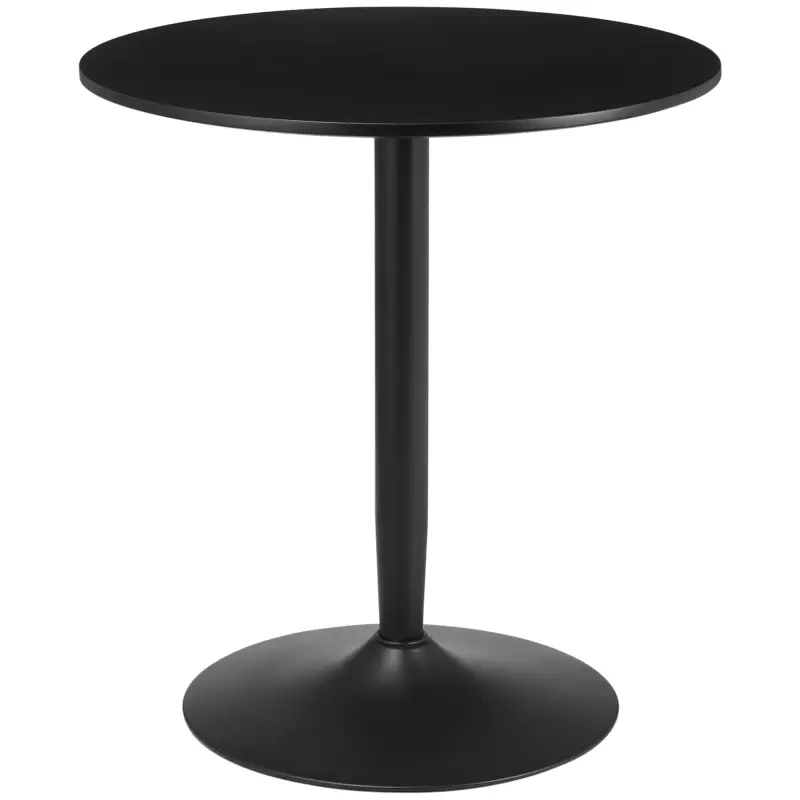 Mesa de Comedor Redonda Mesa de Cocina para 2 Personas con Base de Acero y Almohadillas Antideslizantes Ø70x75 cm Negro