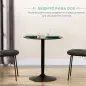 Mesa de Comedor Redonda Mesa de Cocina para 2 Personas con Base de Acero y Almohadillas Antideslizantes Ø70x75 cm Negro