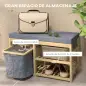 Mueble Zapatero con Asiento Cesta Extraíble y Estantes Abiertos para 4 Pares de Zapatos 69x30x45 cm Natural