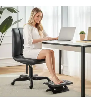 Reposapiés con Altura y Ángulo Ajustable Reposa Pies con Superficie de Masaje y Almohadillas Antideslizantes Negro
