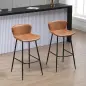 Conjunto de 2 Taburetes Altos de Cocina con Respaldo Tapizado en PU Carga 120 kg para Bar Salón Comedor Marrón