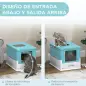 Arenero Cubierto para Gatos Arenero Cerrado y Plegable para Gatos con Bandeja Extraíble y Pala 47,5x35,5x36,7 cm Azul